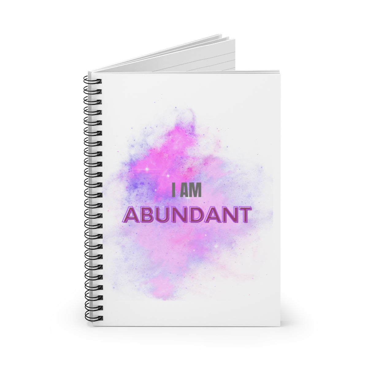 I AM ABUNDANT - Affirmation Spiral Notebook - Ruled Line - With Document Pocket