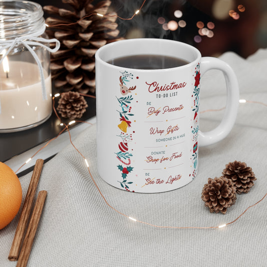 HOLIDAY CHEER 11oz MUG - Christmas To-Do Theme
