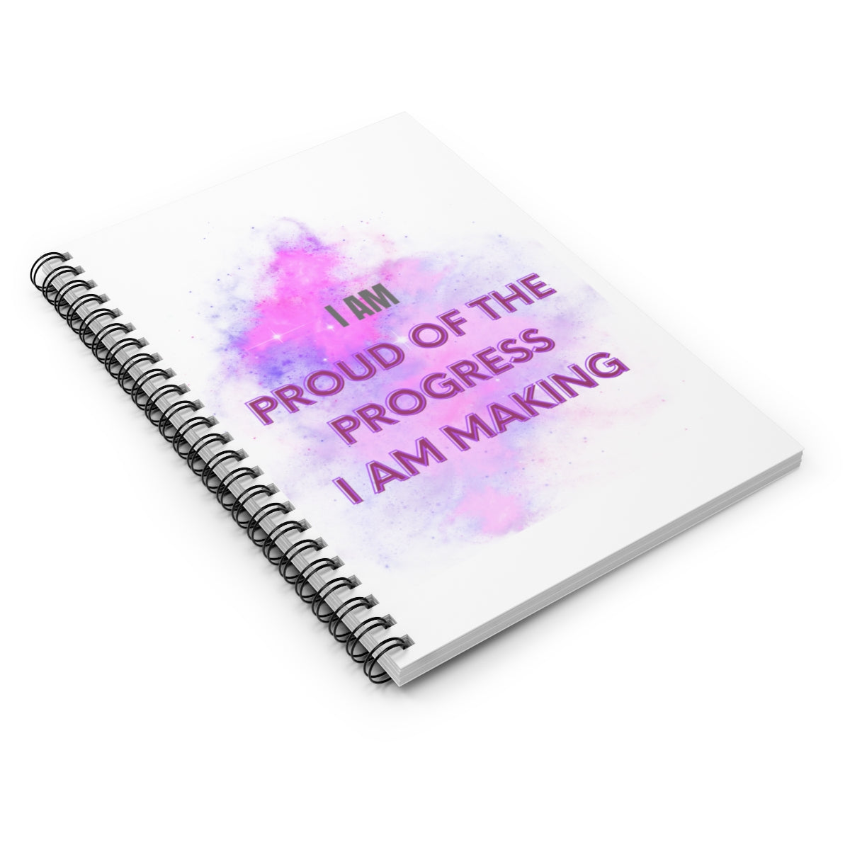 I AM PROUD OF THE PROGRESS I AM MAKING - Affirmation Spiral Notebook - Ruled Line - With Document Pocket